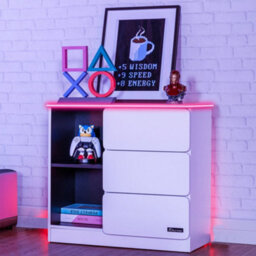 X Rocker Carbon-Tek Led Chest Of 3 Drawers - White Rgb - thumbnail 1