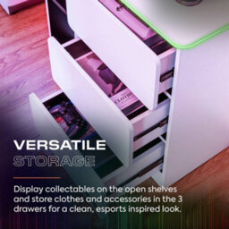 X Rocker Carbon-Tek Led Chest Of 3 Drawers - White Rgb - thumbnail 5