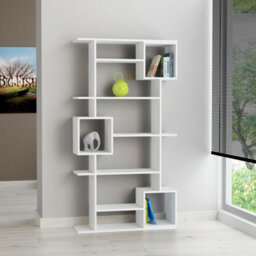 Decortie Soto Modern Tall Bookcase Wall Mountable 6-Tier Storage Unit White 173Cm - thumbnail 1
