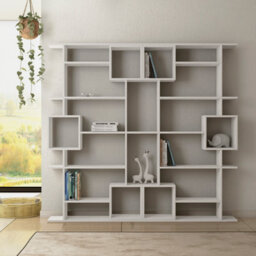 Decortie Soto Modern Tall Bookcase Wall Mountable 6-Tier Storage Unit White 173Cm - thumbnail 5