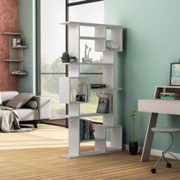 Decortie Soto Modern Tall Bookcase Wall Mountable 6-Tier Storage Unit White 173Cm - thumbnail 4