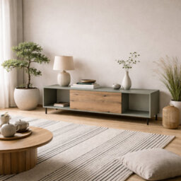 Wyld Haus Spentrup Green Olive And Natural Oak Tv Cabinet 1 Door