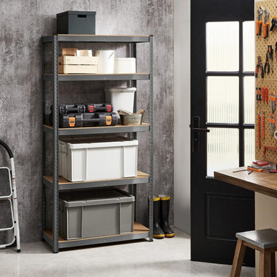 5 Tier Garage Shelving, 5-Tier Storage Rack, High Load Capacity, Shelving Unit, Adjustable Shelves, Grey - image 1