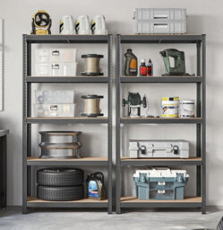 Songmics 5 Tier Garage Shelving, 5-Tier Storage Rack, High Load Capacity, Shelving Unit, Adjustable Shelves, Grey - thumbnail 3