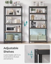 Songmics 5 Tier Garage Shelving, 5-Tier Storage Rack, High Load Capacity, Shelving Unit, Adjustable Shelves, Grey - thumbnail 6