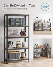 Songmics 5 Tier Garage Shelving, 5-Tier Storage Rack, High Load Capacity, Shelving Unit, Adjustable Shelves, Grey - thumbnail 4