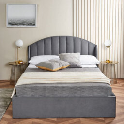 Home Treats Grey Double Ottoman Bed With Curved Headboard & Pocket Sprung Mattress - thumbnail 6