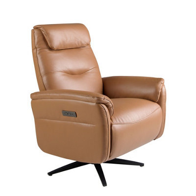 Angel Cerda Elegant Brown Leather Swivel Armchair For Modern Living Spaces - image 1