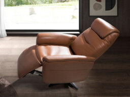 Angel Cerda Elegant Brown Leather Swivel Armchair For Modern Living Spaces - thumbnail 5