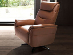 Angel Cerda Elegant Brown Leather Swivel Armchair For Modern Living Spaces - thumbnail 2