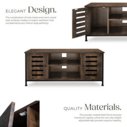 Tectake Tv Stand Carlow - Lowboard With Two Cabinets, Shelves, 2 Cable Cutouts 110 Cm - Industrial Wood Dark, Rustic - thumbnail 3