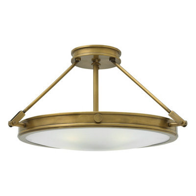 Elegant 4 Bulb Semi Flush Mount Light With White Shade And Heritage Brass Finish - image 1