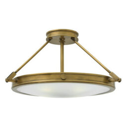 Elegant 4 Bulb Semi Flush Mount Light With White Shade And Heritage Brass Finish