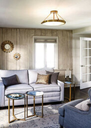 Elegant 4 Bulb Semi Flush Mount Light With White Shade And Heritage Brass Finish - thumbnail 2