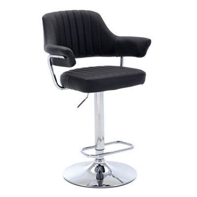 Hnnhome Modern Emper Padded Swivel Faux Leather Breakfast Kitchen Bar Stool Pub Barstool (Black) - image 1