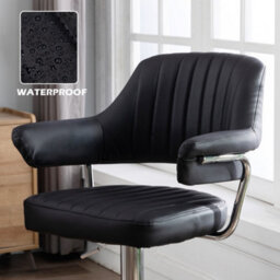 Hnnhome Modern Emper Padded Swivel Faux Leather Breakfast Kitchen Bar Stool Pub Barstool (Black) - thumbnail 5