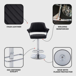 Hnnhome Modern Emper Padded Swivel Faux Leather Breakfast Kitchen Bar Stool Pub Barstool (Black) - thumbnail 2