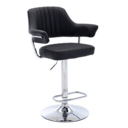 Hnnhome Modern Emper Padded Swivel Faux Leather Breakfast Kitchen Bar Stool Pub Barstool (Black) - thumbnail 1