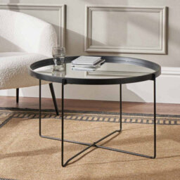 Pacific Lifestyle Voss Mirrored Glass And Black Wood Veneer Coffee Table - thumbnail 1