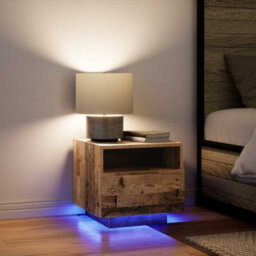 Berkfield Modern Bedside Cabinet With Led Lights Old Wood 40X39X37 Cm - thumbnail 4