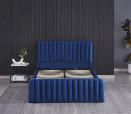 Kosy Koala Ottoman Gas Lift Storage Bed 4Ft Small Double With 1 Mattress Blue Velvet Bedroom - thumbnail 3