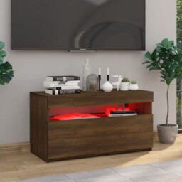 Berkfield Modern Tv Cabinet With Led Lights Brown Oak 75X35X40 Cm - thumbnail 3