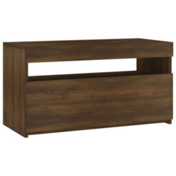 Berkfield Modern Tv Cabinet With Led Lights Brown Oak 75X35X40 Cm