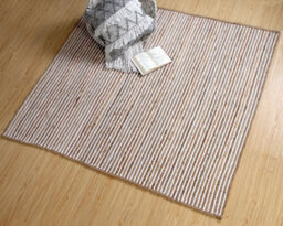 Second Nature Online Chakkar Pale Stripe Square Jute Beige Hall Rug / 150 Cm X 150 Cm - thumbnail 1