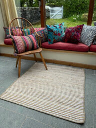 Second Nature Online Chakkar Pale Stripe Square Jute Beige Hall Rug / 150 Cm X 150 Cm - thumbnail 9