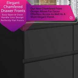 Fwstyle Stora Black 6 Drawer Chest (H) 77Cm (W) 110Cm (D) 40Cm - Extra Deep 14Cm Drawers - thumbnail 4