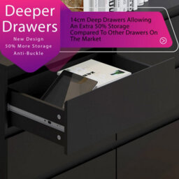 Fwstyle Stora Black 6 Drawer Chest (H) 77Cm (W) 110Cm (D) 40Cm - Extra Deep 14Cm Drawers - thumbnail 5