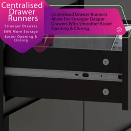 Fwstyle Stora Black 6 Drawer Chest (H) 77Cm (W) 110Cm (D) 40Cm - Extra Deep 14Cm Drawers - thumbnail 3