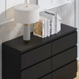 Fwstyle Stora Black 6 Drawer Chest (H) 77Cm (W) 110Cm (D) 40Cm - Extra Deep 14Cm Drawers - thumbnail 6
