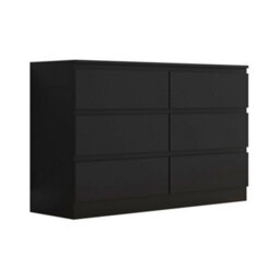 Fwstyle Stora Black 6 Drawer Chest (H) 77Cm (W) 110Cm (D) 40Cm - Extra Deep 14Cm Drawers - thumbnail 7