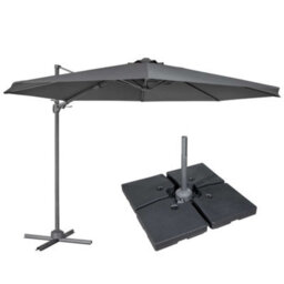Dellonda 3M Cantilever Parasol/umbrella, Cover And Base Bundle, Grey Canopy - Dg272 - thumbnail 1