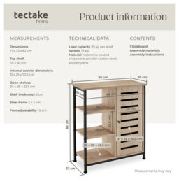 Tectake Sideboard    - Industrial Wood Light, Oak Sonoma Door Hinge On The Right - thumbnail 6