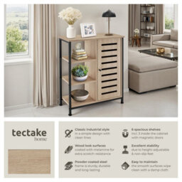 Tectake Sideboard    - Industrial Wood Light, Oak Sonoma Door Hinge On The Right - thumbnail 2