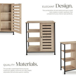 Tectake Sideboard    - Industrial Wood Light, Oak Sonoma Door Hinge On The Right - thumbnail 3