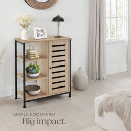 Tectake Sideboard    - Industrial Wood Light, Oak Sonoma Door Hinge On The Right - thumbnail 8