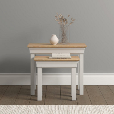 Seconique Bordeaux Nest Of 2 Tables Ivory And Oak  Fully Assembled - image 1