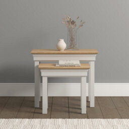 Seconique Bordeaux Nest Of 2 Tables Ivory And Oak  Fully Assembled