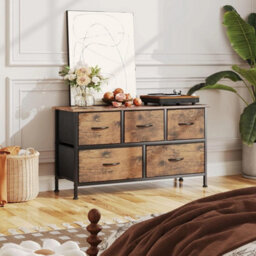 5-Drawer Fabric Dresser  Vintage Design For Ample Storage Solutions - thumbnail 4