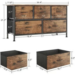 5-Drawer Fabric Dresser  Vintage Design For Ample Storage Solutions - thumbnail 2