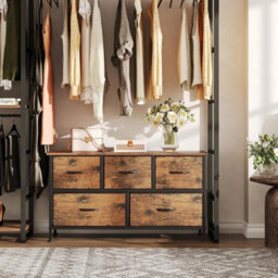 5-Drawer Fabric Dresser  Vintage Design For Ample Storage Solutions - thumbnail 5