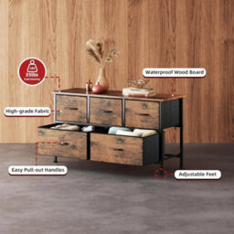 5-Drawer Fabric Dresser  Vintage Design For Ample Storage Solutions - thumbnail 6