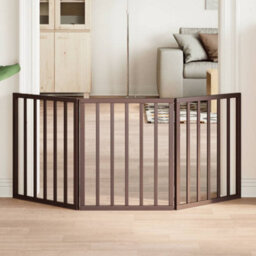 Walplus Brown Dog Gate Foldable 3 Panels 150 Cm Poplar Wood