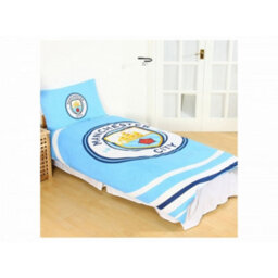 Manchester City Fc Official Single Duvet & Pillowcase Set Blue/white (One Size) - thumbnail 2