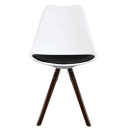 Fusion Living Soho White & Black Plastic Dining Chair With Pyramid Dark Wood Legs - thumbnail 7