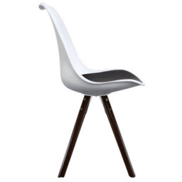 Fusion Living Soho White & Black Plastic Dining Chair With Pyramid Dark Wood Legs - thumbnail 6