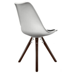Fusion Living Soho White & Black Plastic Dining Chair With Pyramid Dark Wood Legs - thumbnail 5